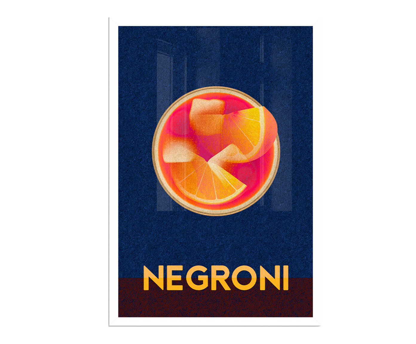 Quadro Cocktail Negroni Pixel com Moldura Branca - image 0