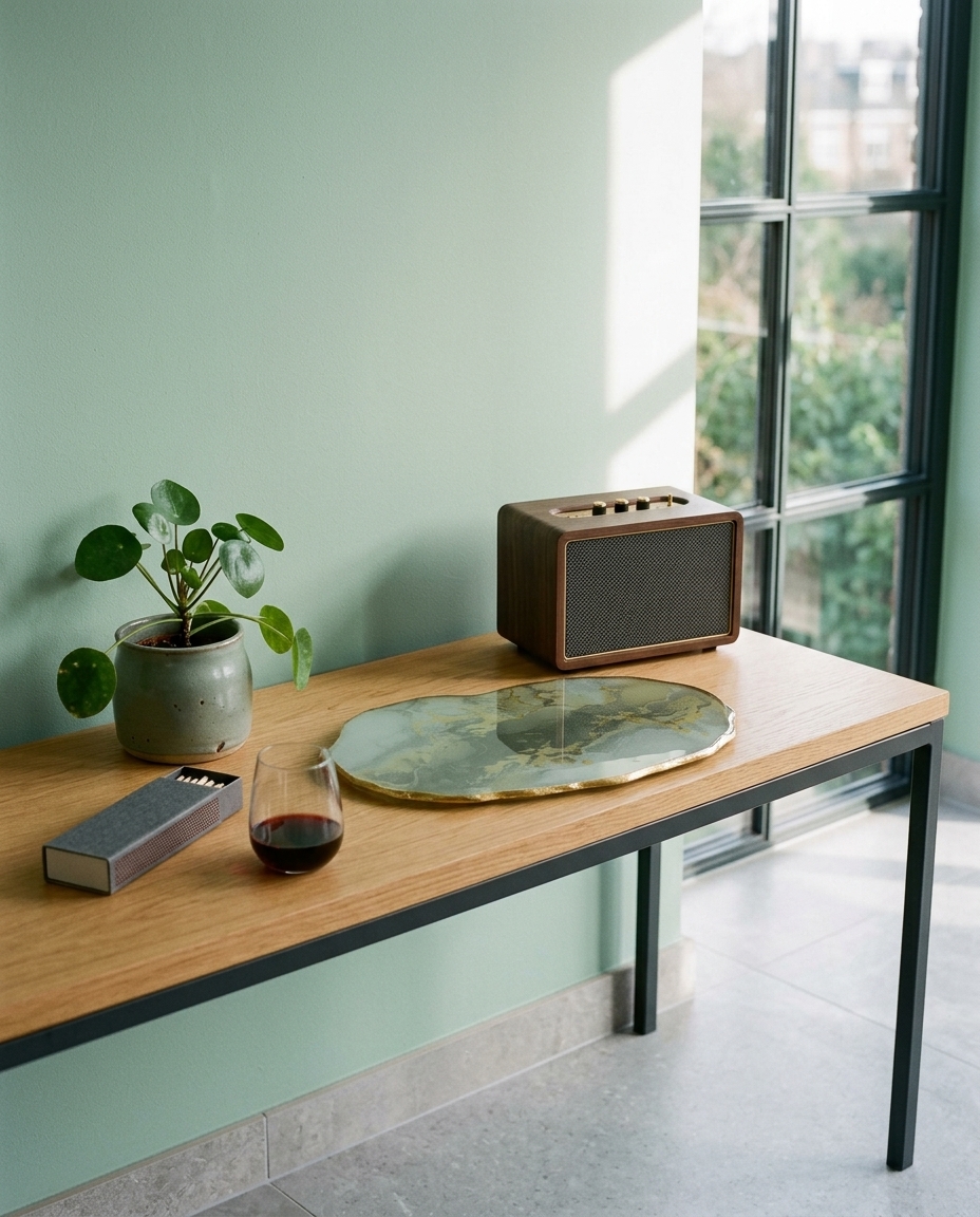 Centro de Mesa Org&acirc;nico Stone P&eacute;rola com Borda Dourada I image number 5