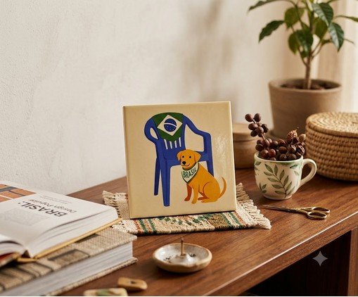 Mini Azulejo Decorativo Cachorro Caramelo image number 2