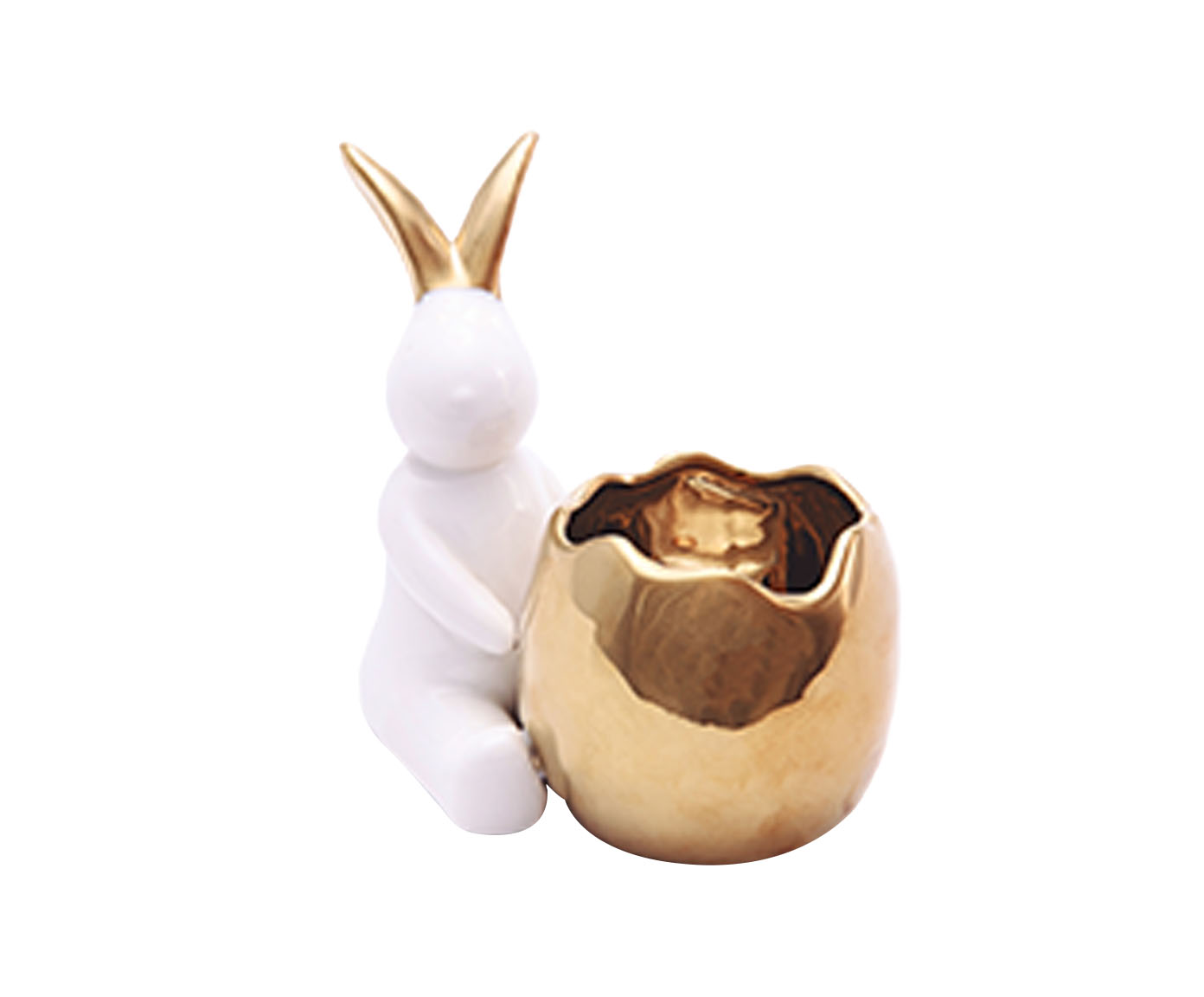 Adorno em Porcelana Pote com Coelho Branco image number 0