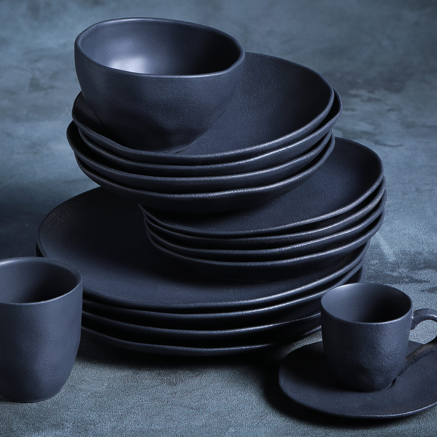 Jogo de Canecas Org&acirc;nico Preto Matte Preto - image 1