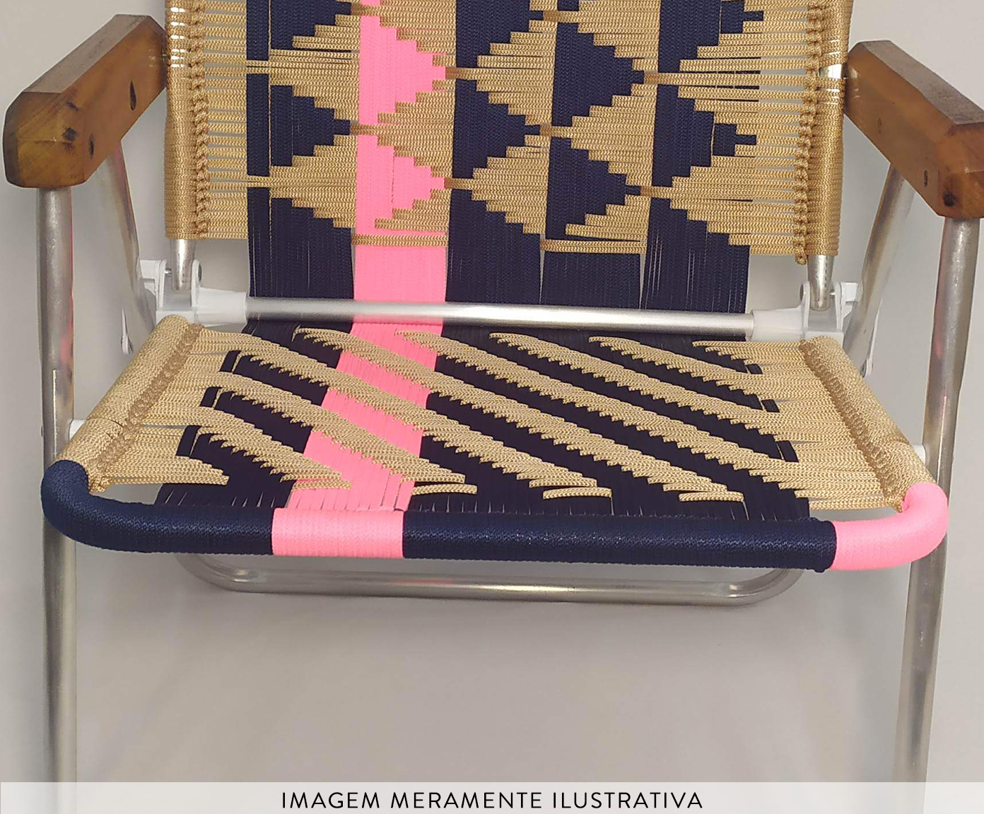 Cadeira de Praia com Bra&ccedil;o Custom Azul Marinho e Rosa Neon - image 1