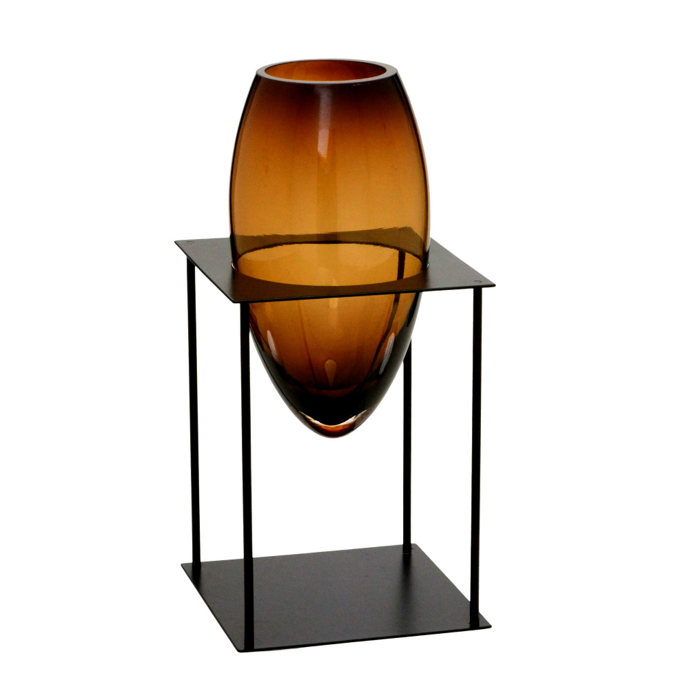Vaso com Suporte Decorativo &Acirc;mbar e Preto image number 0