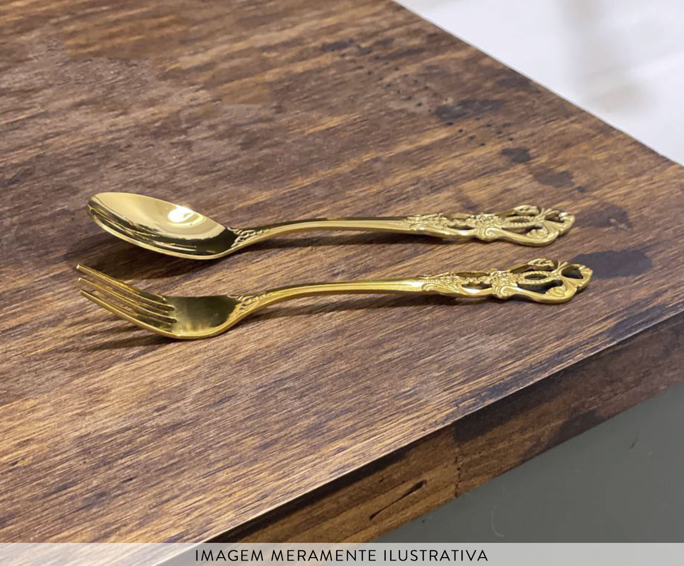 Par de Talheres para Sobremesa - Dourado image number 4