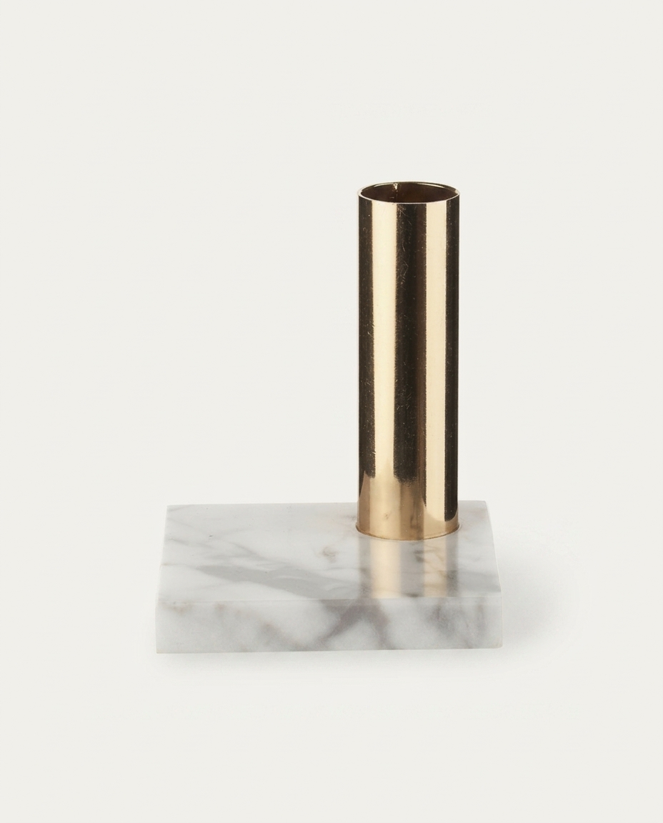 Casti&ccedil;al de Pedra e Metal Cr&eacute;dible Branco e Dourado - image 1