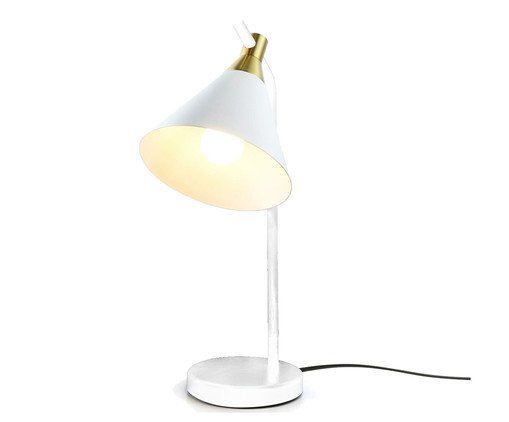 Lumin&aacute;ria de Mesa Luisa Branco e Dourado - Bivolt image number 0