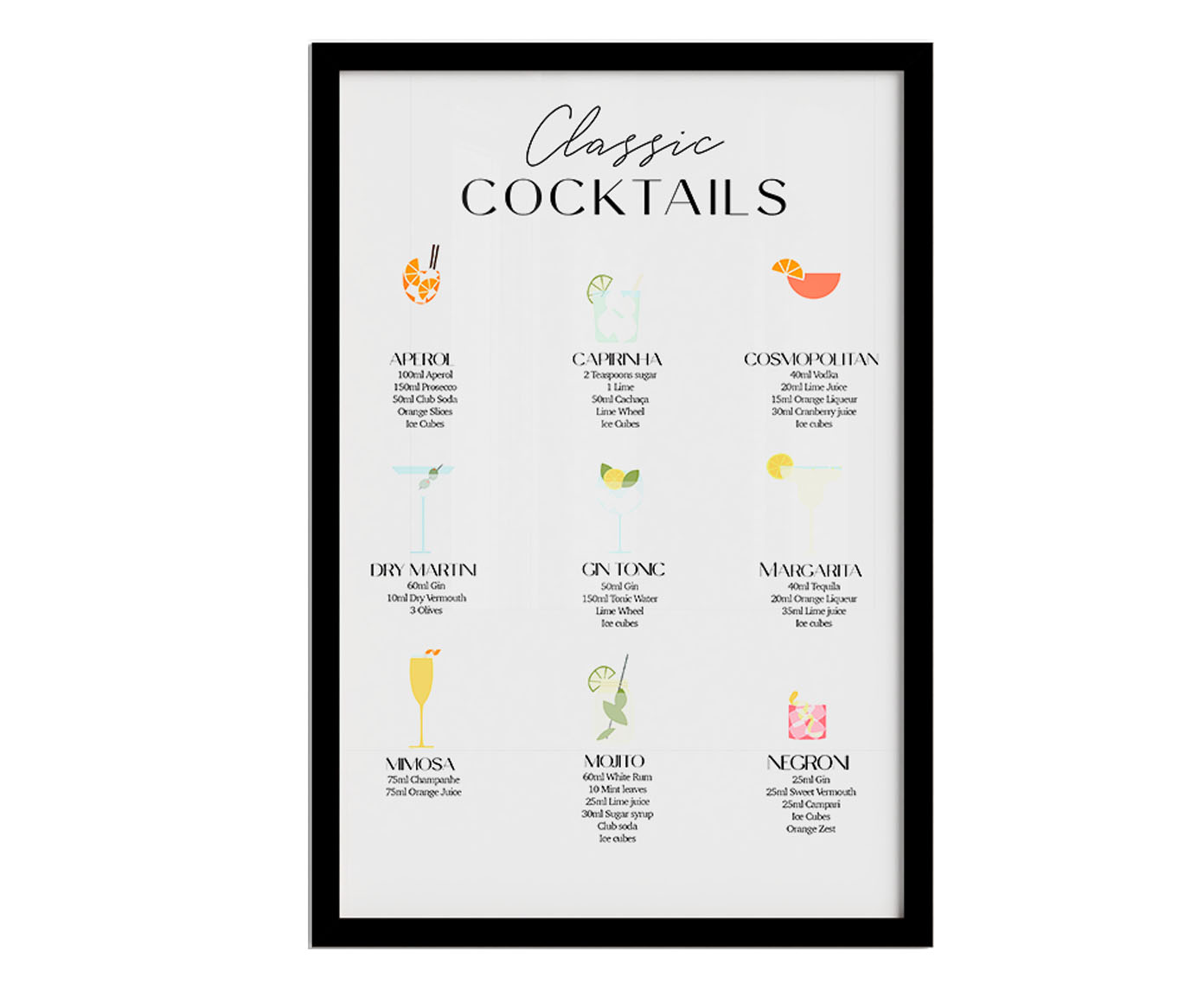 Quadro Classic Coktails com Moldura Preta image number 0