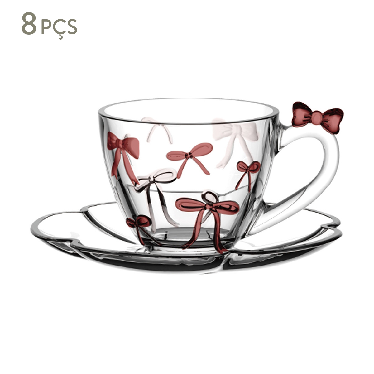 Jogo de X&iacute;caras para Caf&eacute; em Cristal Ecol&oacute;gico Belle Ros&eacute; Vintage image number 0