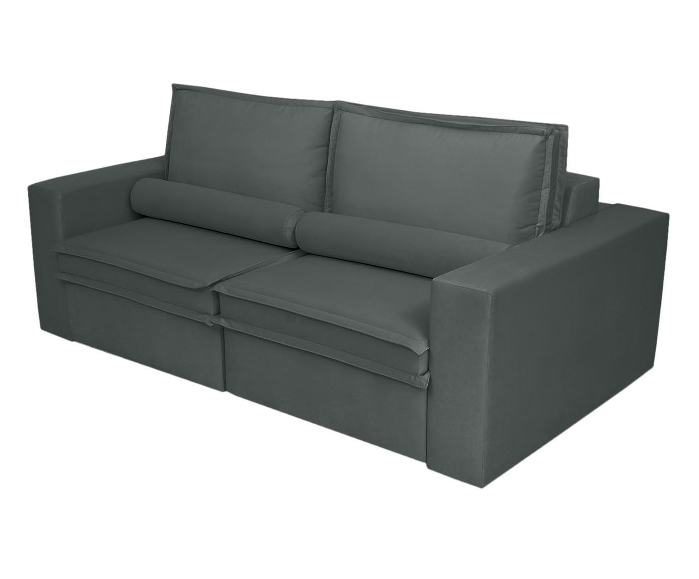 Sof&aacute; Retr&aacute;til Pasha em Veludo com USB - Cinza Escuro image number 29