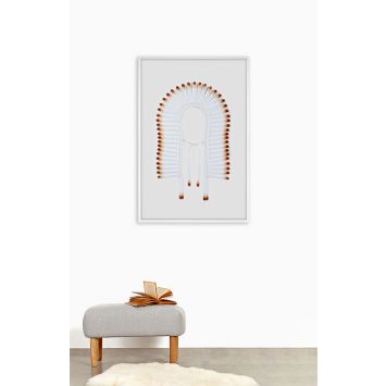 Quadro com Vidro Cocar Branco e Laranja image number 1