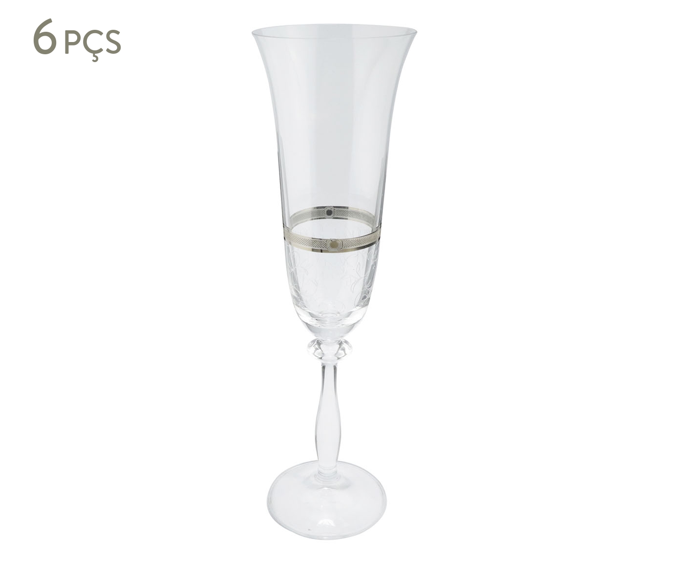 Jogo de Ta&ccedil;as para Champanhe em Cristal Angela Platinum Rim - image 0