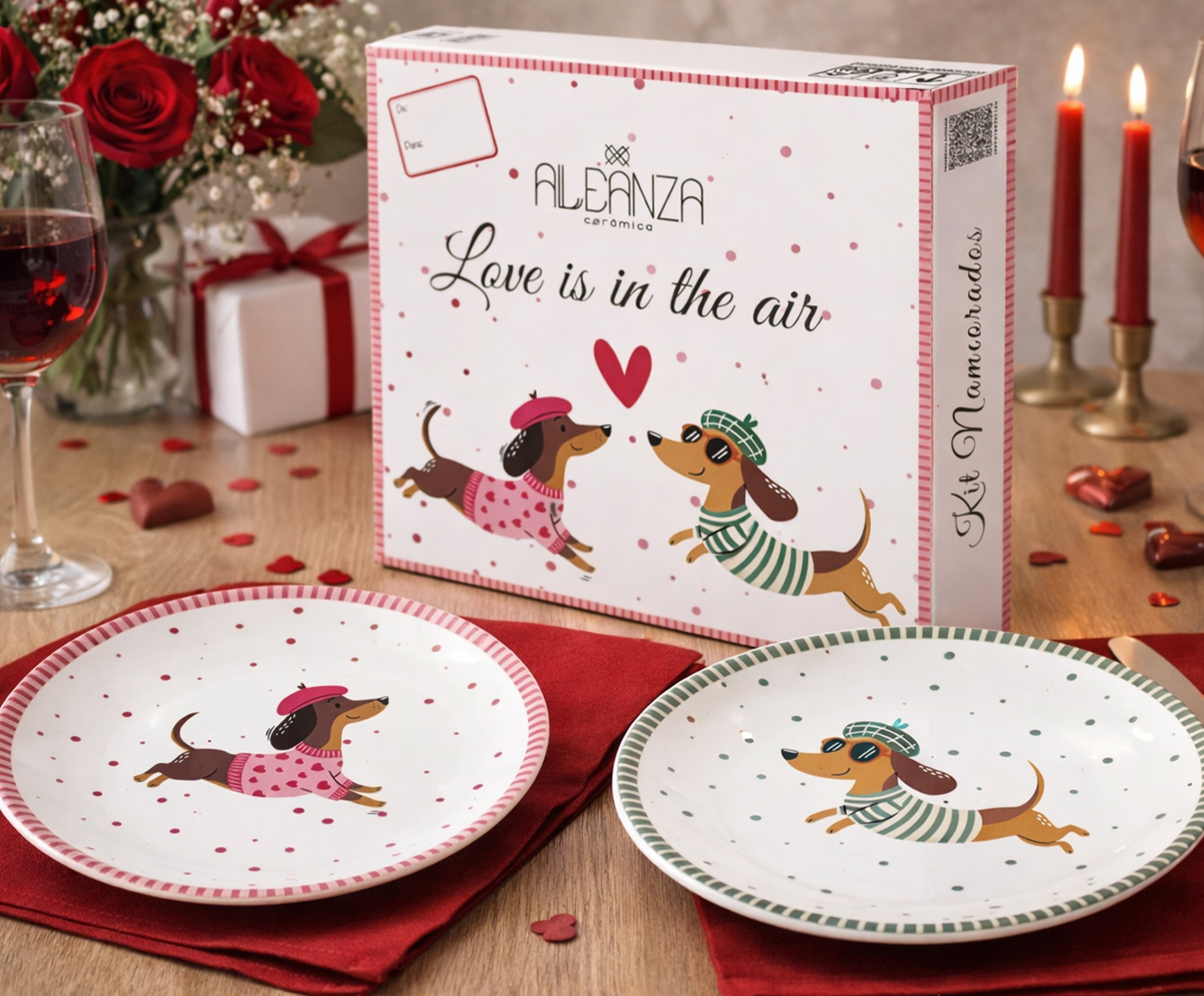 Jogo de Pratos para Sobremesa Love Is In The Air Vermelho image number 3