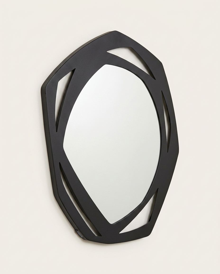 Espelho Oval Organic Maior com Moldura em Metal e Acabamento Liso Preto image number 1