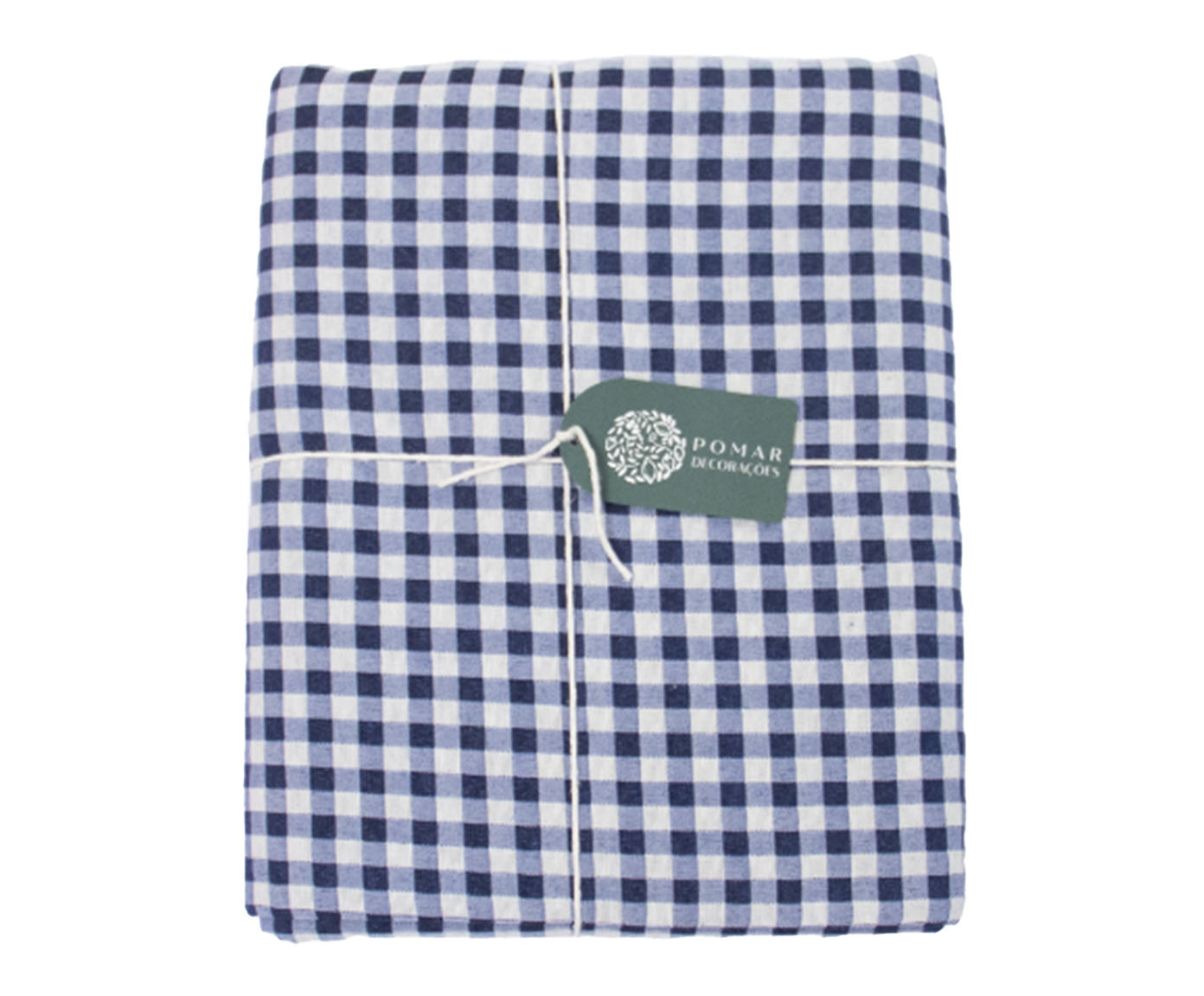 Toalha de Mesa Xadrez Azul e Branco Redonda - image 1