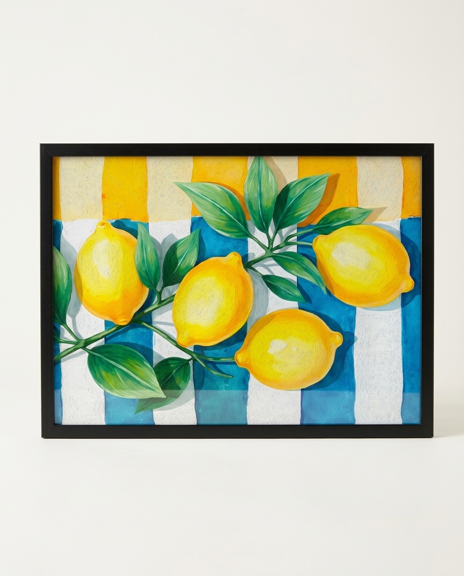 Quadro Lim&atilde;o Siciliano Listradocom Moldura Preto - image 0