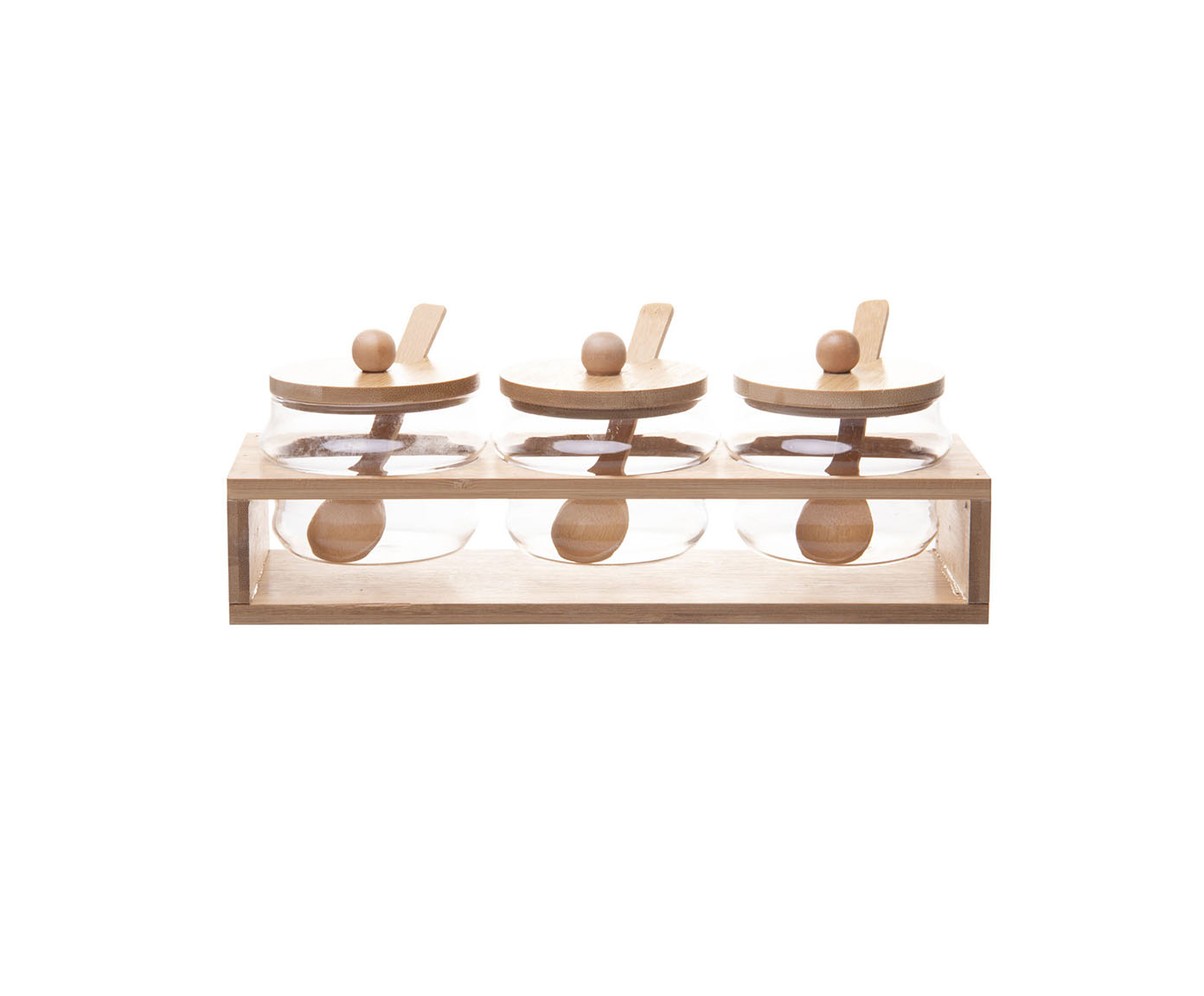 Jogo de Potes com Colher e Rack em Bambu - image 1
