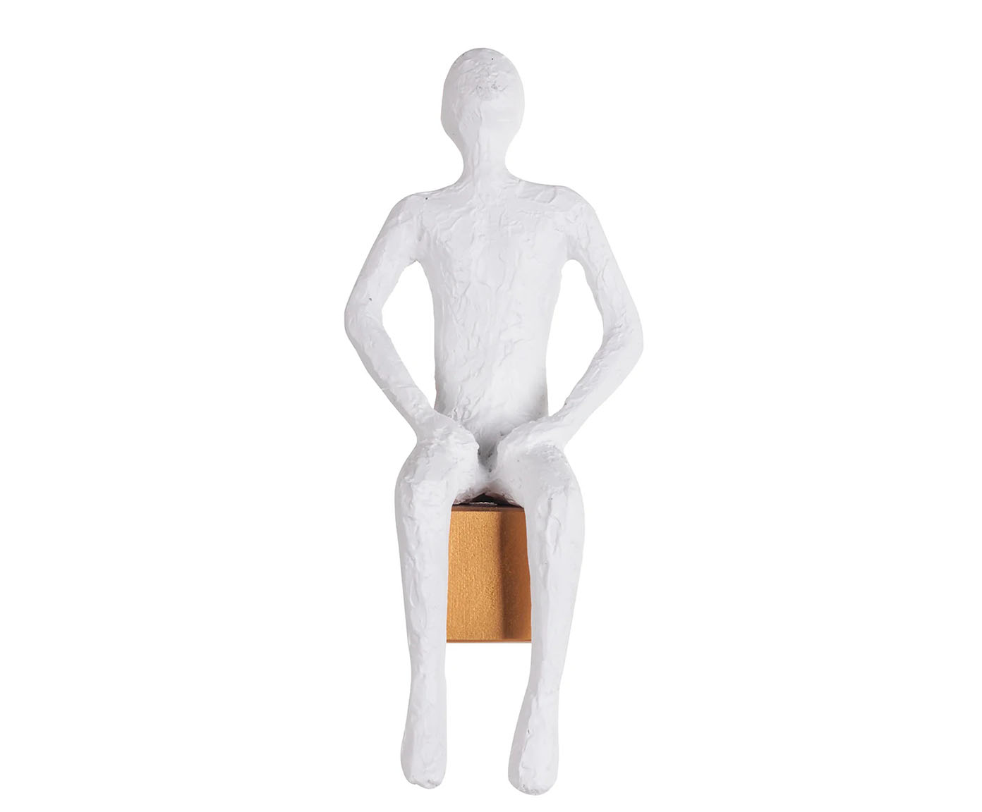 Adorno de Parede Homem Sentado Frontal Branco e Dourado - image 0