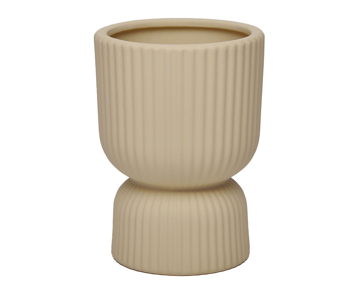 Vaso em Cer&acirc;mica Lines com Suporte Off White image number 0