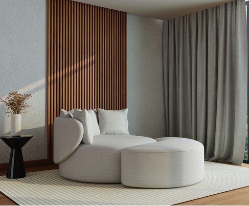 Chaise Luna com Puff Tecido Off White image number 4