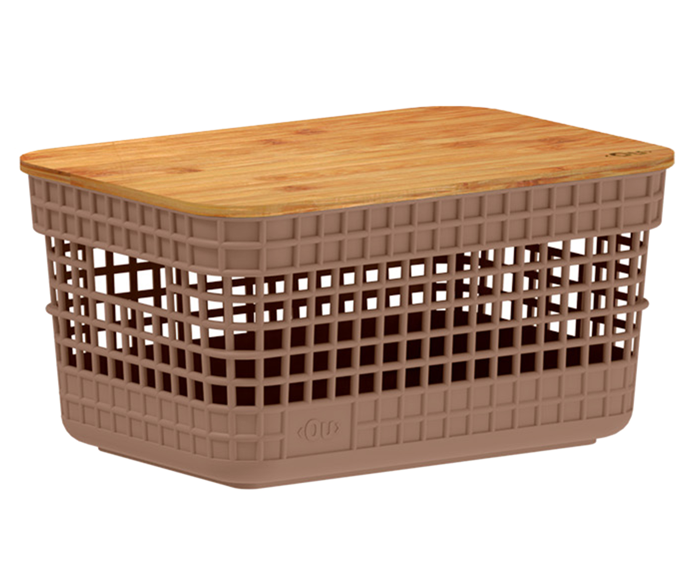 Cesto Grid com Tampa de Bambu Marrom - image 0