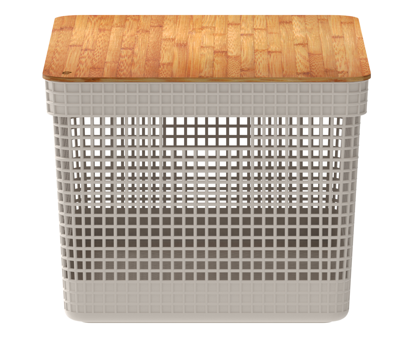 Cesto com Tampa em Bambu Grid Creme image number 2