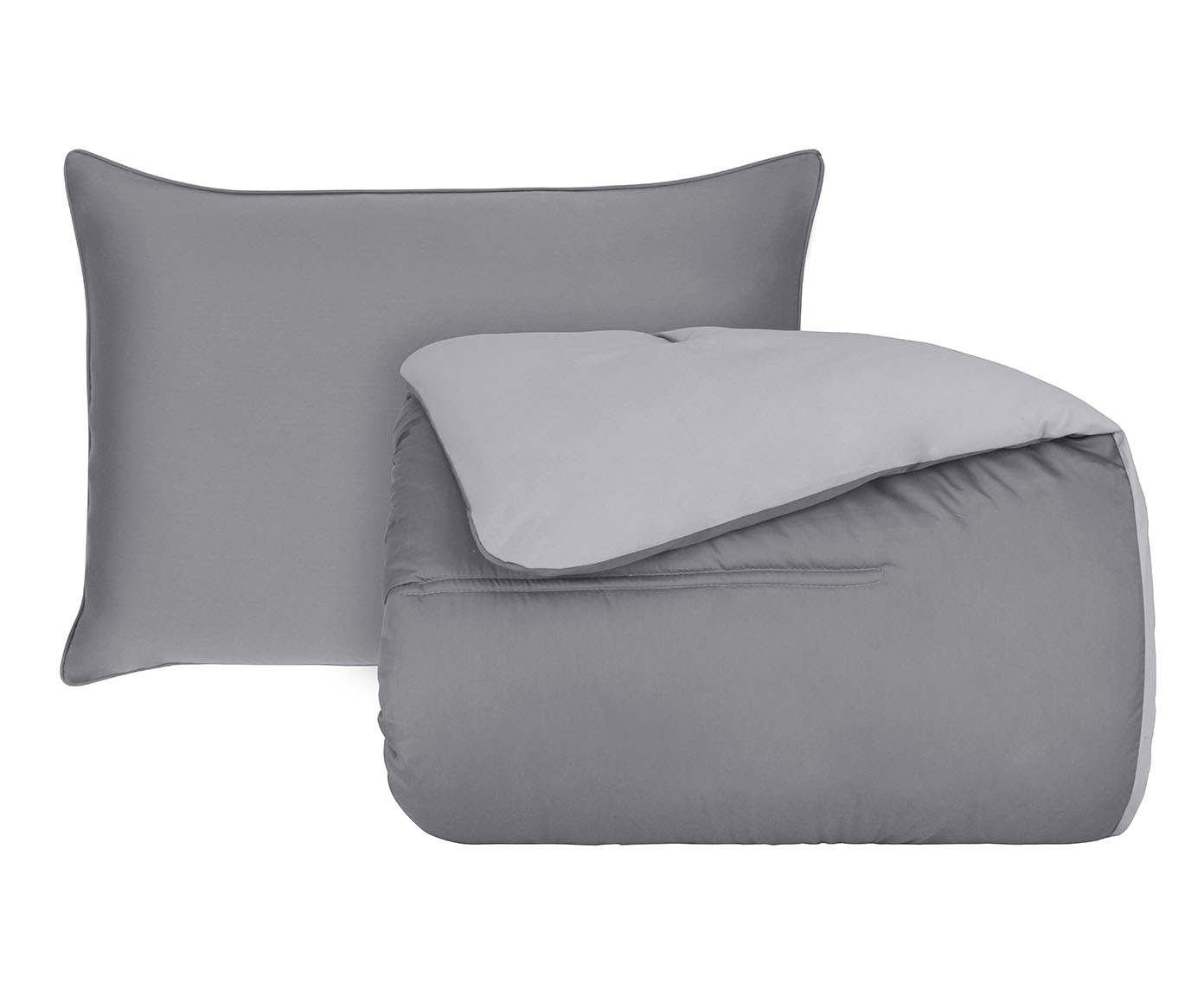 Jogo de Duvet Acetinado Matelass&ecirc; Duo Prata e Grafite 300 Fios - image 0