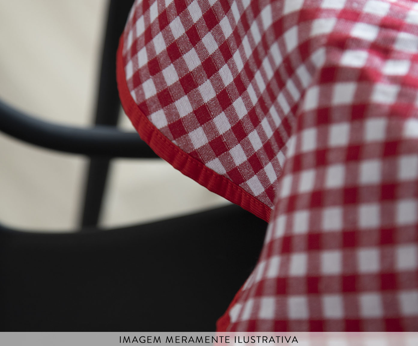 Toalha de Mesa Xadrez Vermelho e Branco Redonda image number 4