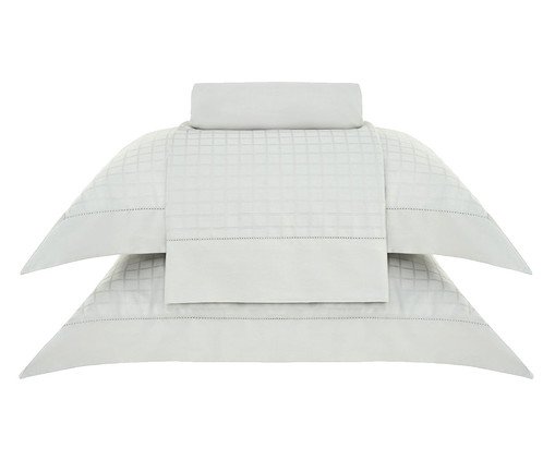 Jogo de Len&ccedil;ol Damask Square Cinza 300 Fios - image 0