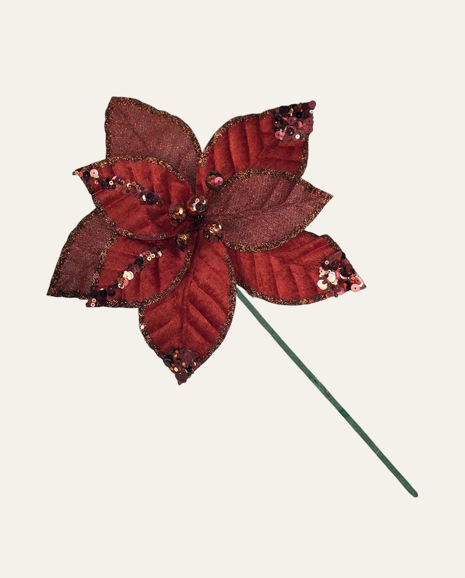 Flor Natalina Poins&eacute;tia Veludo Vinho - image 0