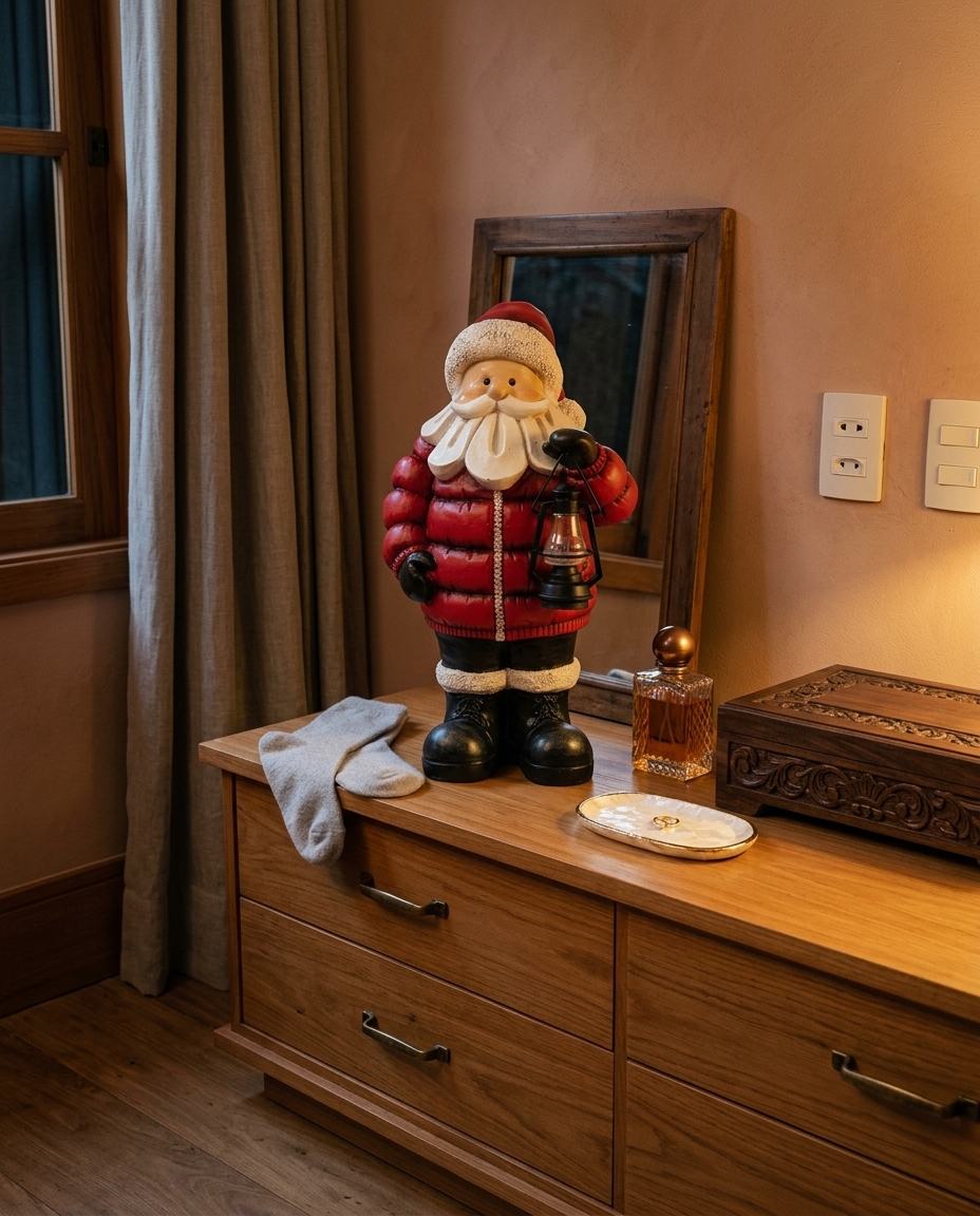 Figura Decorativa Noel com Lanterna em Resina - image 1