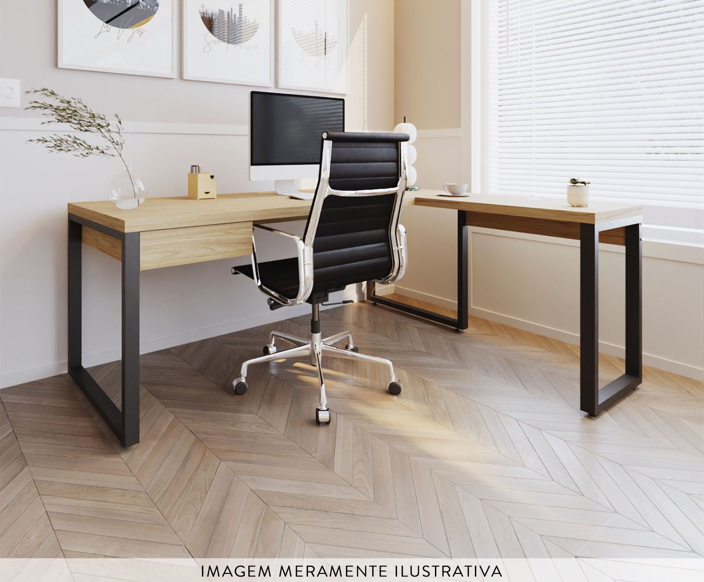 Mesa em L Yon Presidente com Gaveta Vermont Oak image number 7