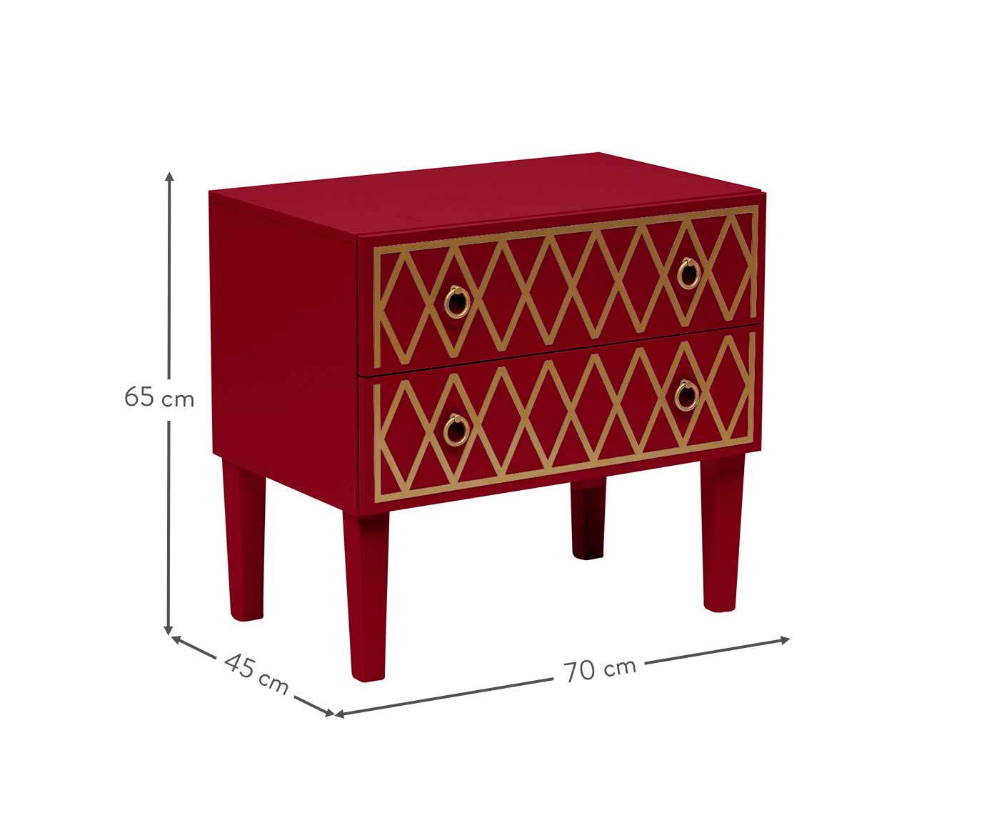 Mesa de Cabeceira Losangos Firebrick - Vermelho image number 9