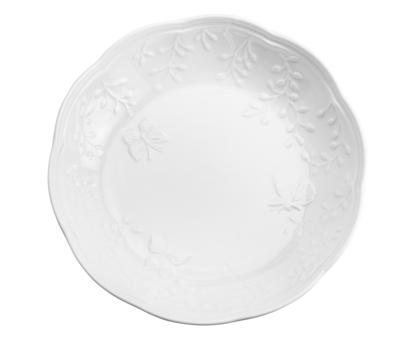 Prato Fundo em Porcelana New Bone Butterfly Flower image number 0