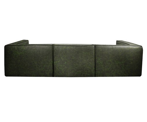 Sof&aacute; 3 M&oacute;dulos Chaise Mensa em Couro Verde image number 3