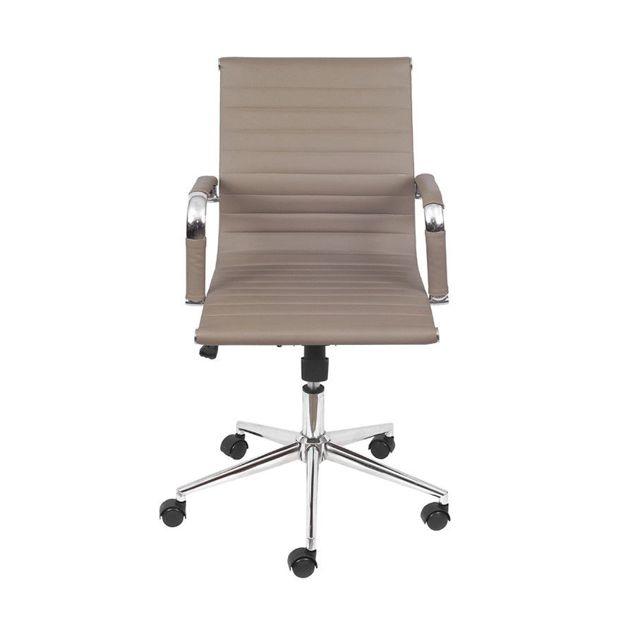 Cadeira Girat&oacute;ria com Rod&iacute;zios Office Eames Esteirinha Bege image number 1