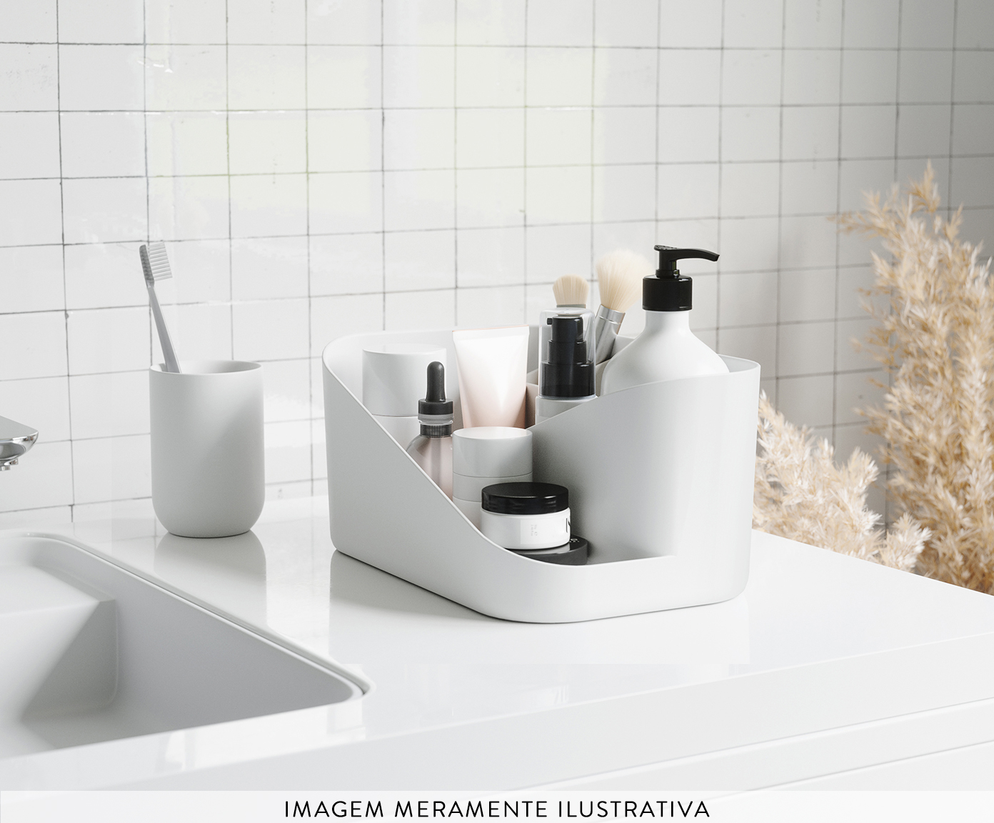 Porta-Maquiagem Glam Cosmetic Organizer Branco image number 4