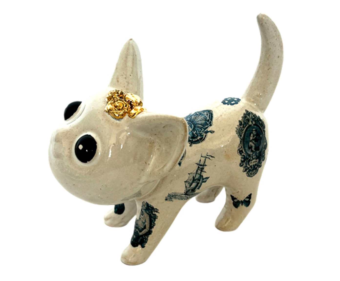 Adorno Gato Inked Miau Pois Pois Bege image number 1