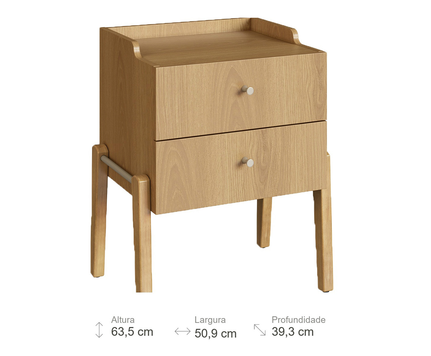 Mesa de Cabeceira 2 Gavetas Odense Hanover - image 1