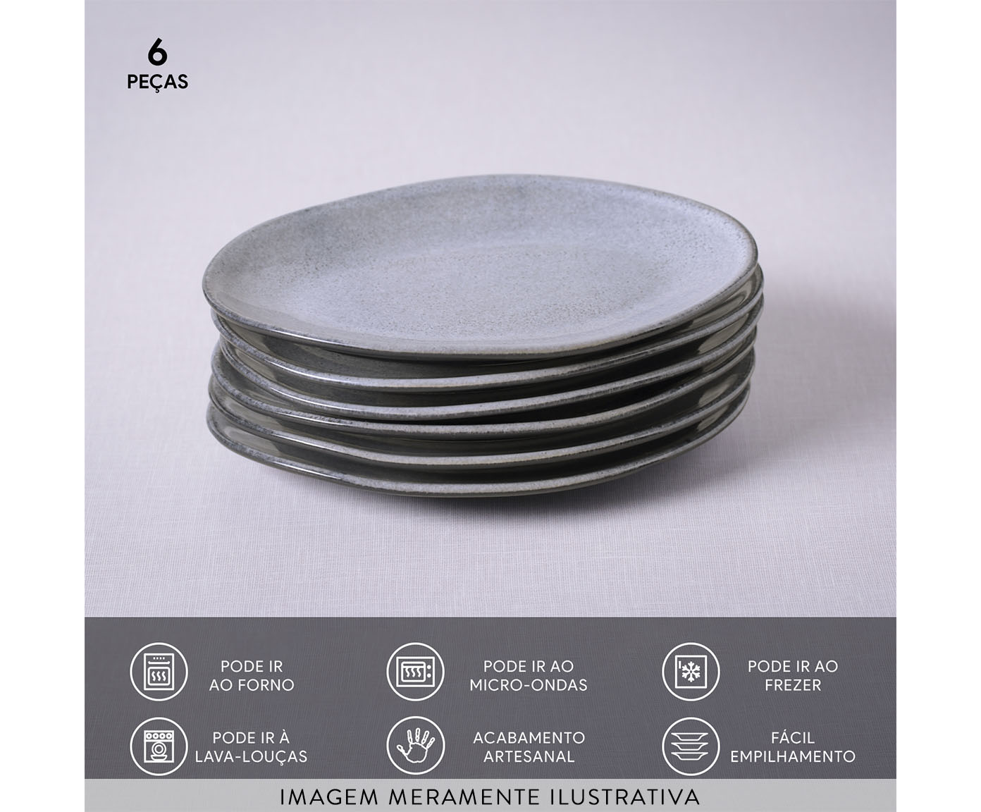 Jogo de Pratos para Sobremesa Org&acirc;nico Dust Cinza Vl image number 1