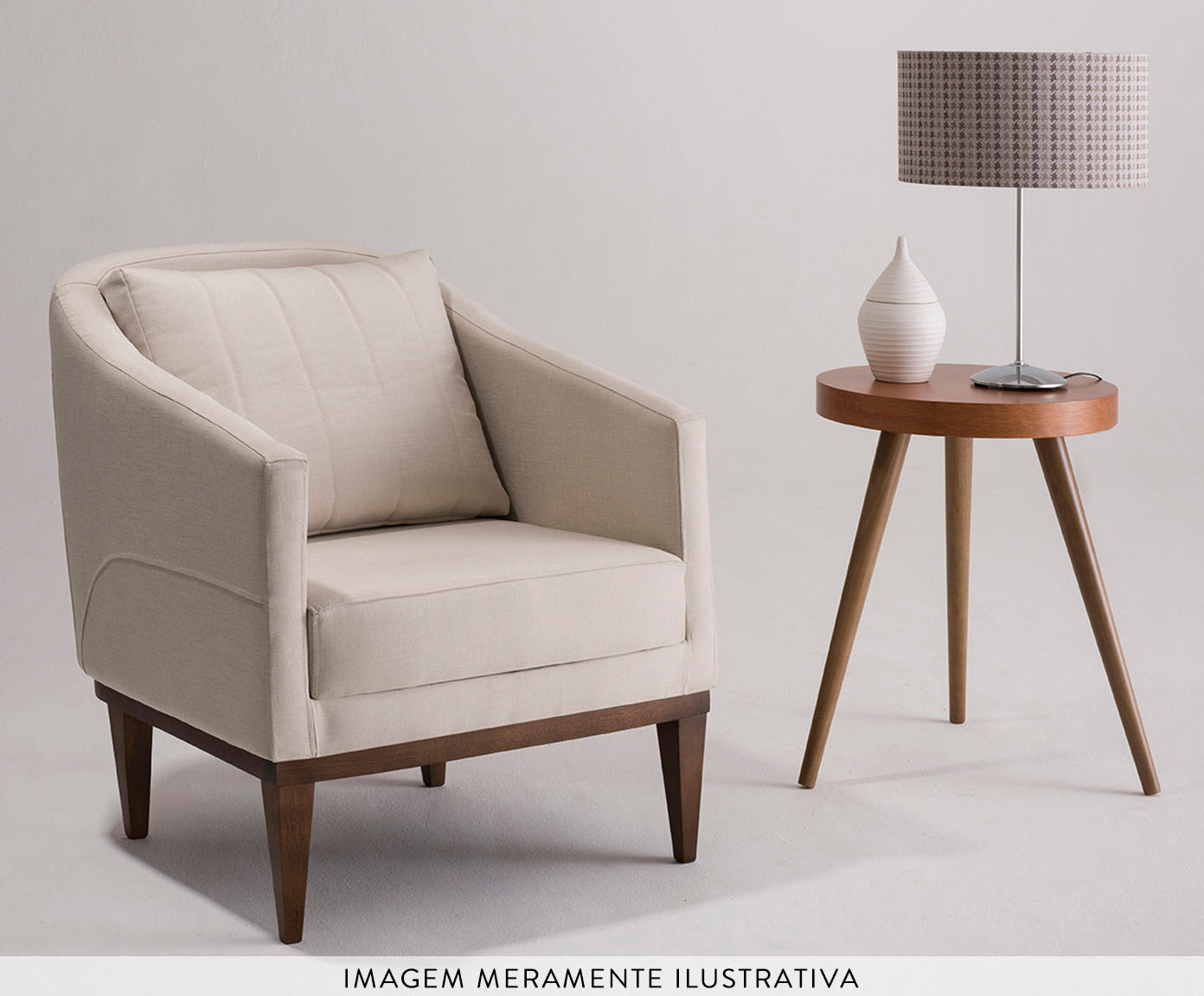 Poltrona Bege com Base Imbuia Agatha - image 1