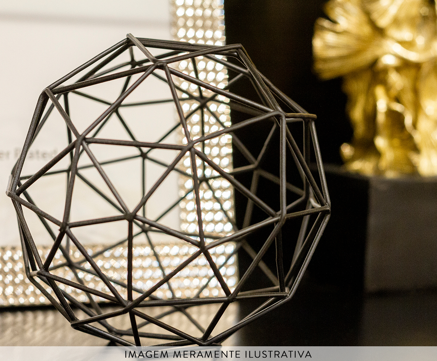 Escultura Geometrico Aramada Preta image number 1