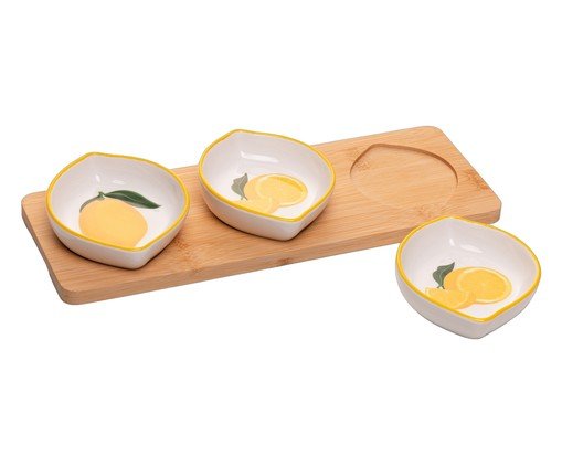 Jogo de Petisqueiras com Bandeja Siciliano Amarelo image number 1