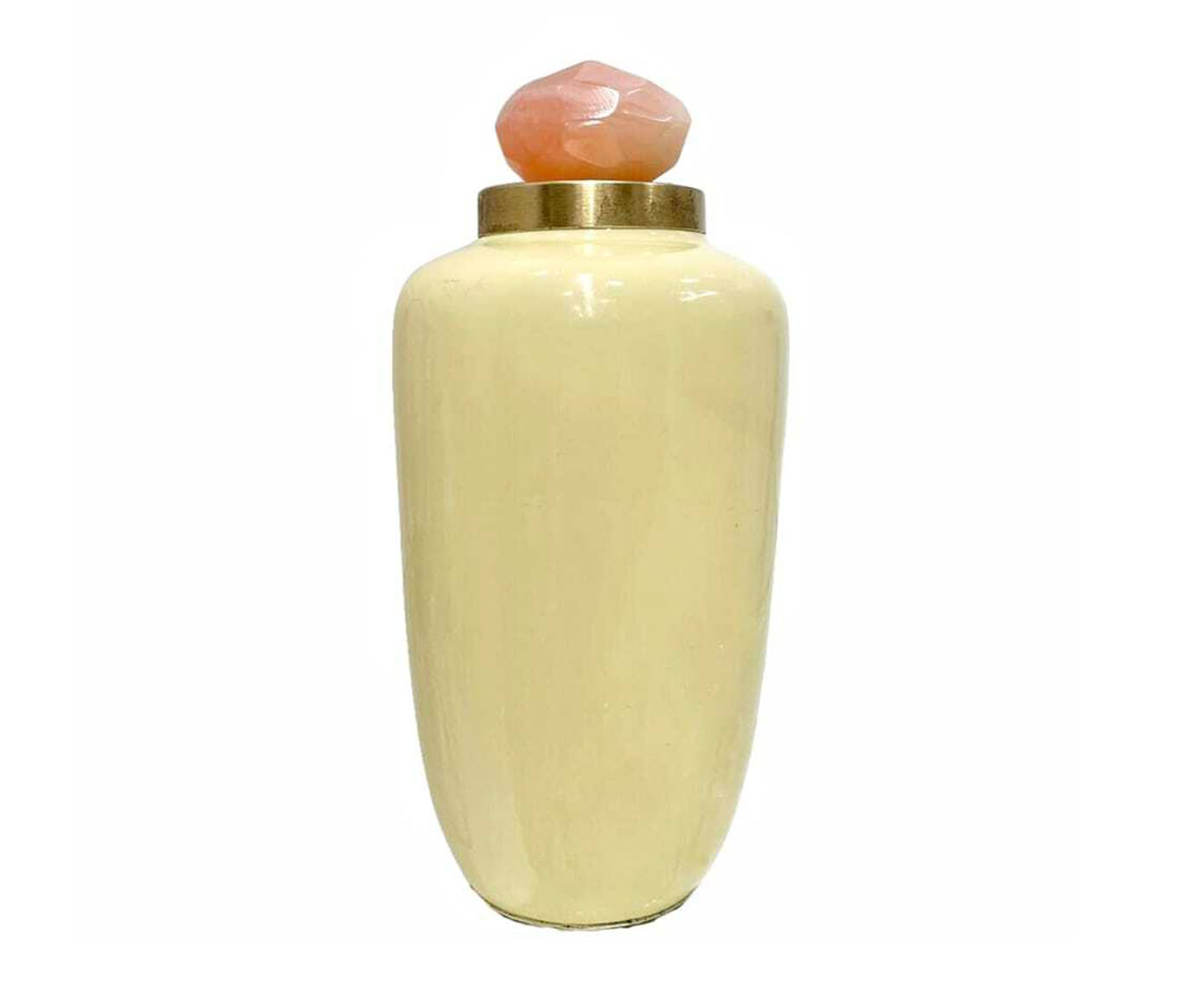 Potiche Decorativo Bege e Dourado e Salmon image number 0