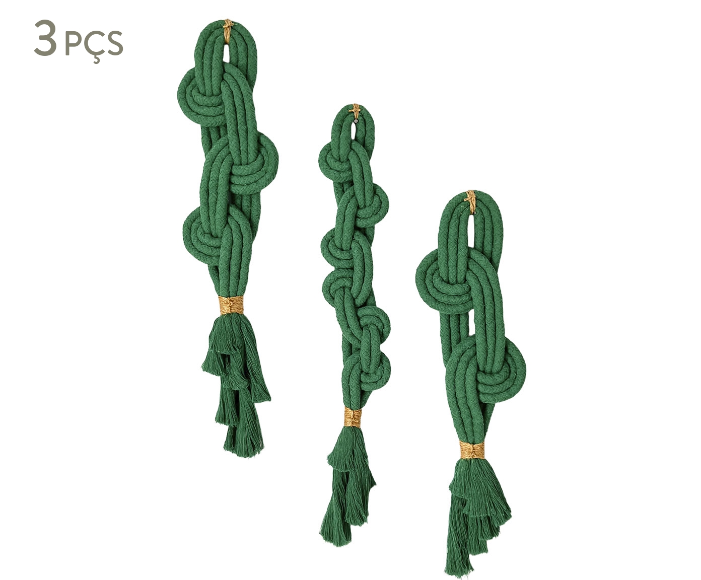 Trio de Adornos Curve, Chain & Style - Verde Bandeira - image 0