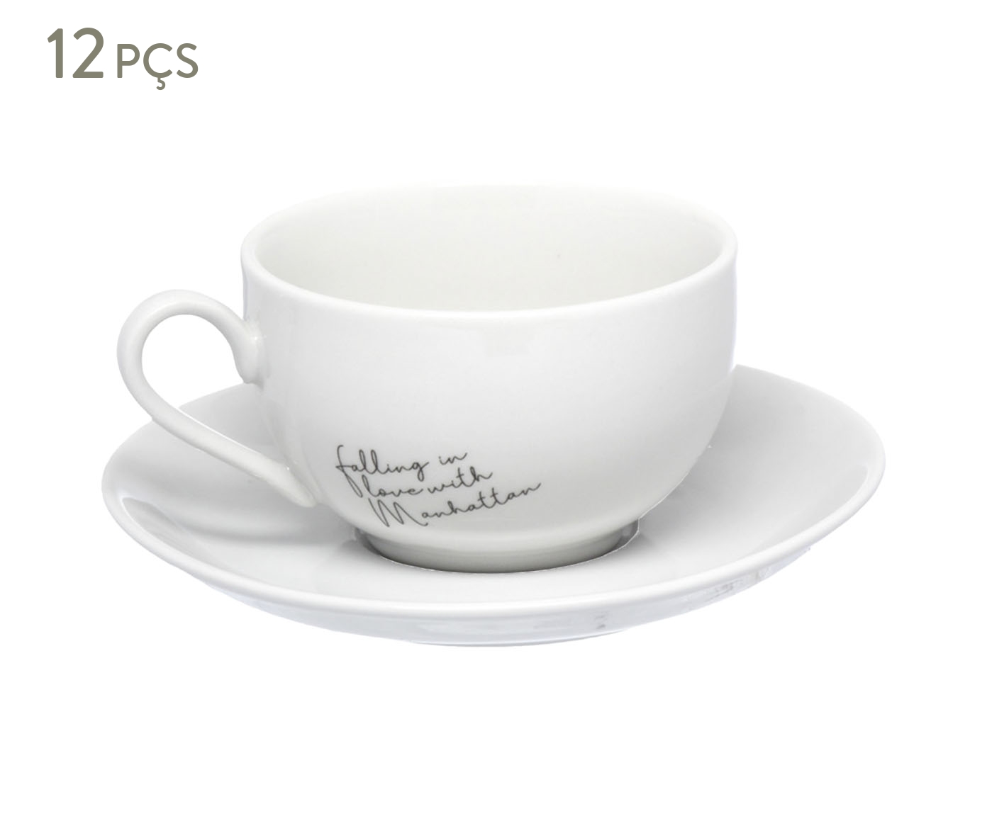 Jogo de X&iacute;caras de Ch&aacute; em Porcelana com Pires Manhattan image number 0