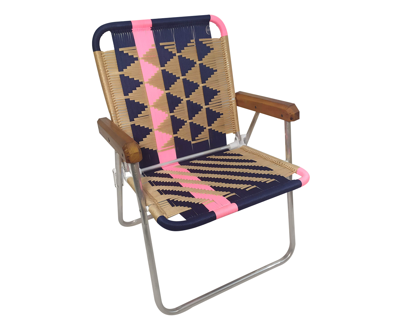 Cadeira de Praia com Bra&ccedil;o Custom Azul Marinho e Rosa Neon - image 0