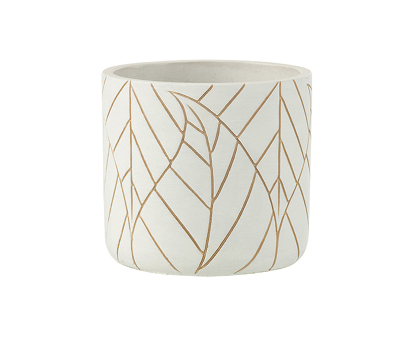 Cachepot Folha I - Branco e Dourado - image 0
