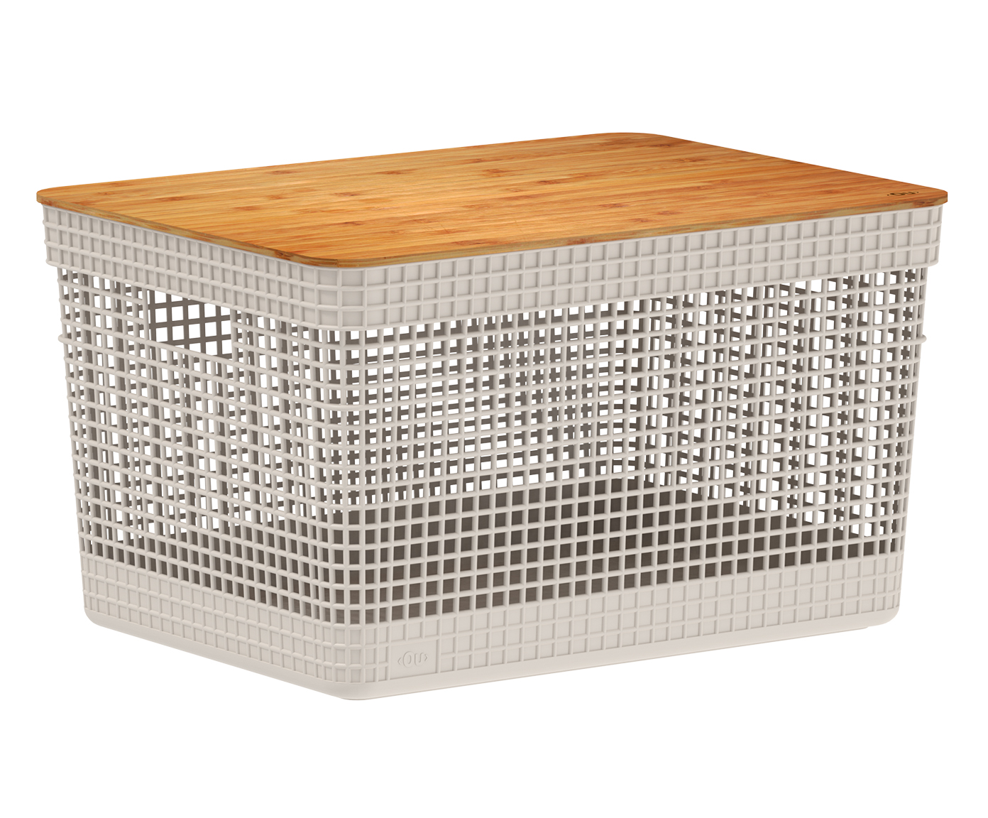 Cesto com Tampa em Bambu Grid Creme - image 1