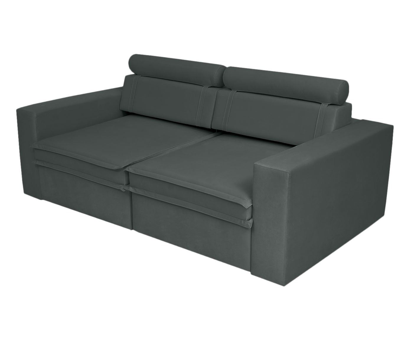 Sof&aacute; Retr&aacute;til Pasha em Veludo com USB - Cinza Escuro image number 27