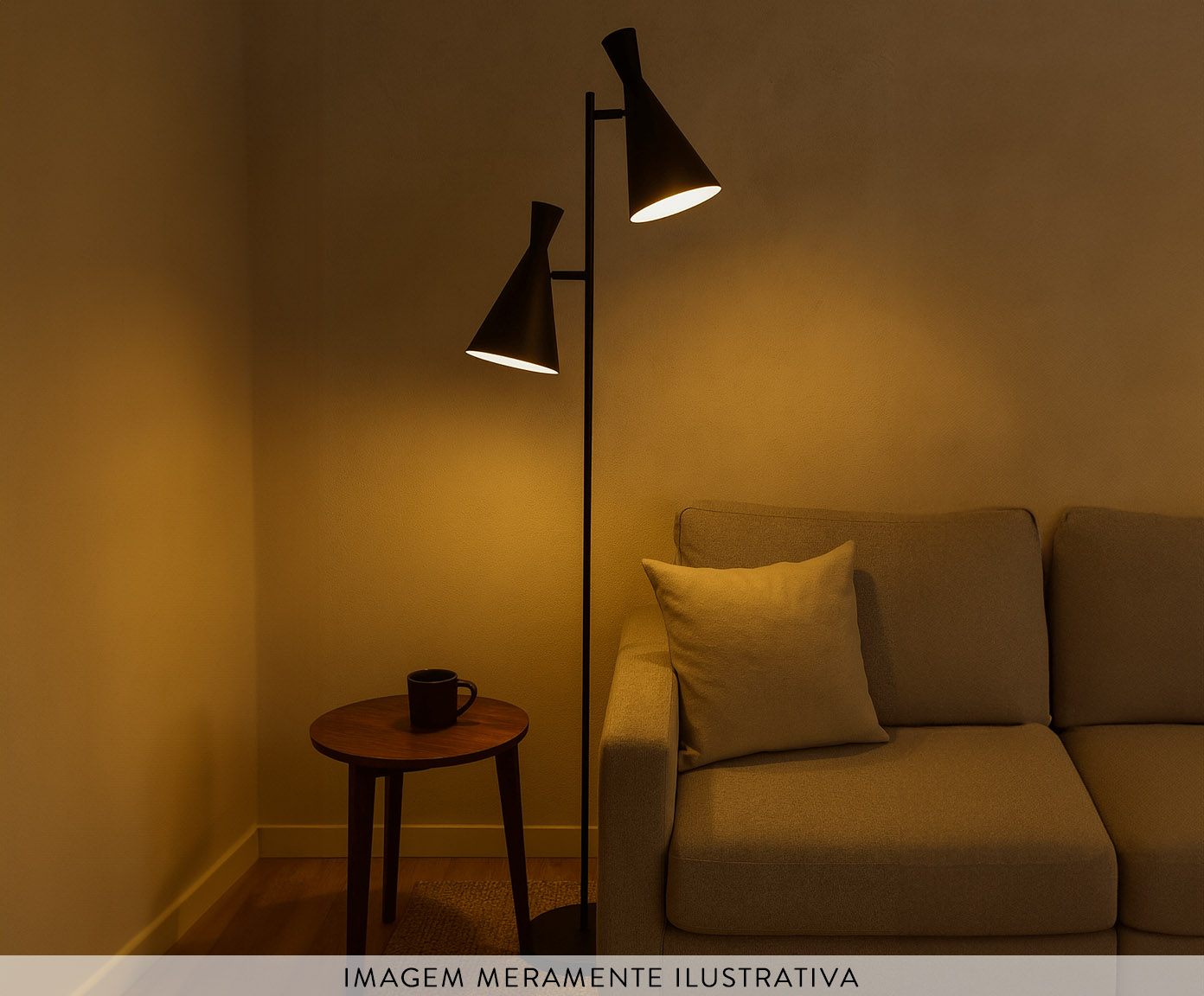 Lumin&aacute;ria de Piso Jacoba com C&uacute;pula Dupla Articulada Preta image number 2